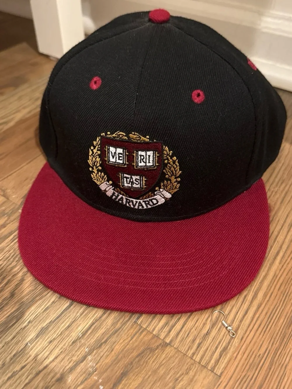 Harvard Crest Two-Tone Snapback Hat - Black & Maroon